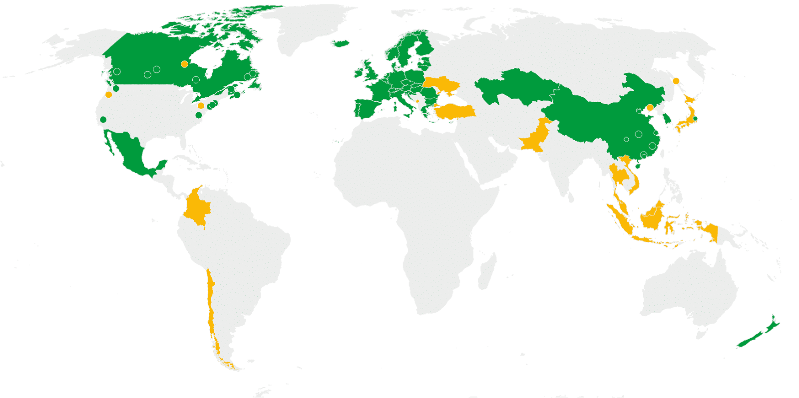 a global ETS map that shows the current landscape of the compliance credit market