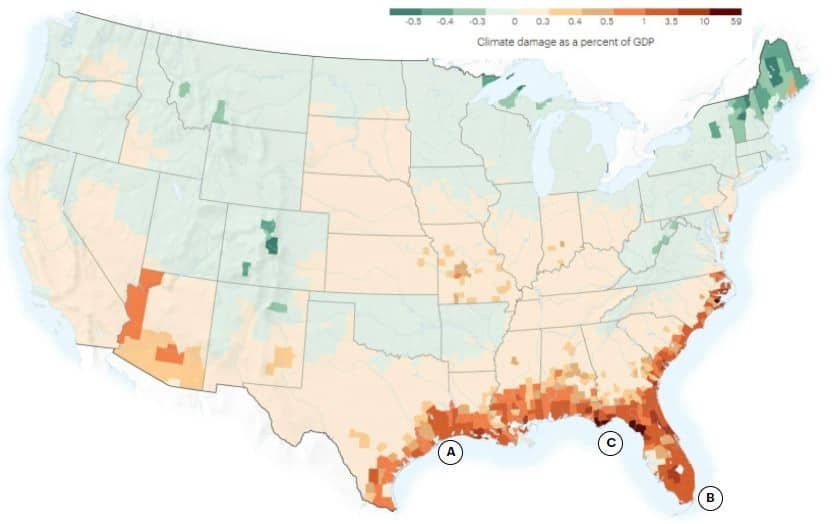 new climate maps show transformed United States economic damages