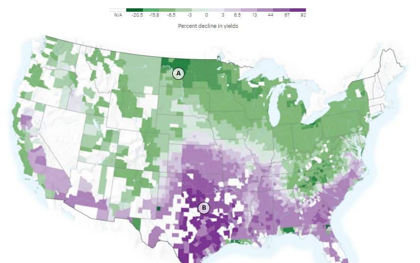 climate map farm crop yield
