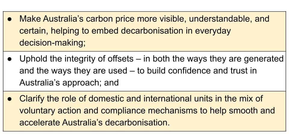 CCA recommendations for australia carbon markets