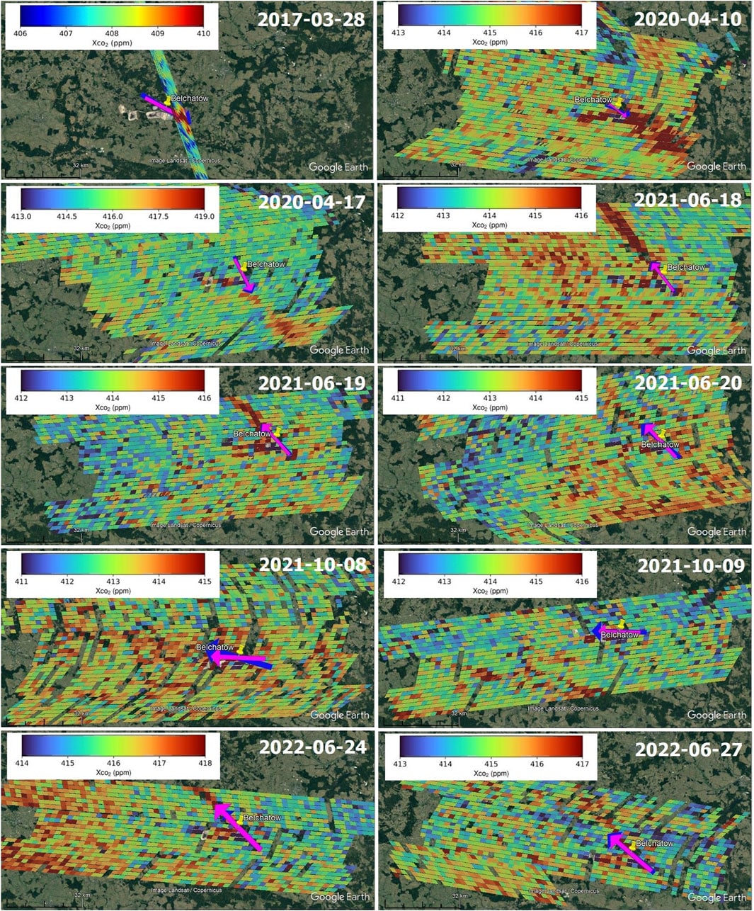 NASA space-based carbon observations of Belchatow power plant