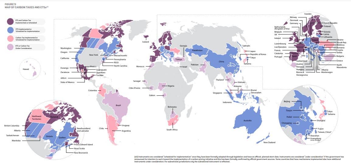 ETS and carbon tax map