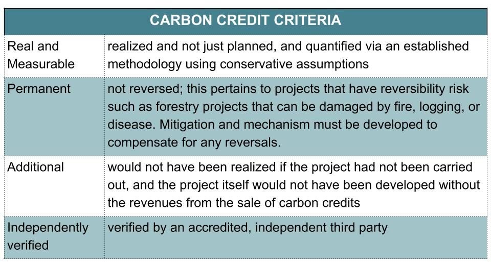 carbon credit criteria