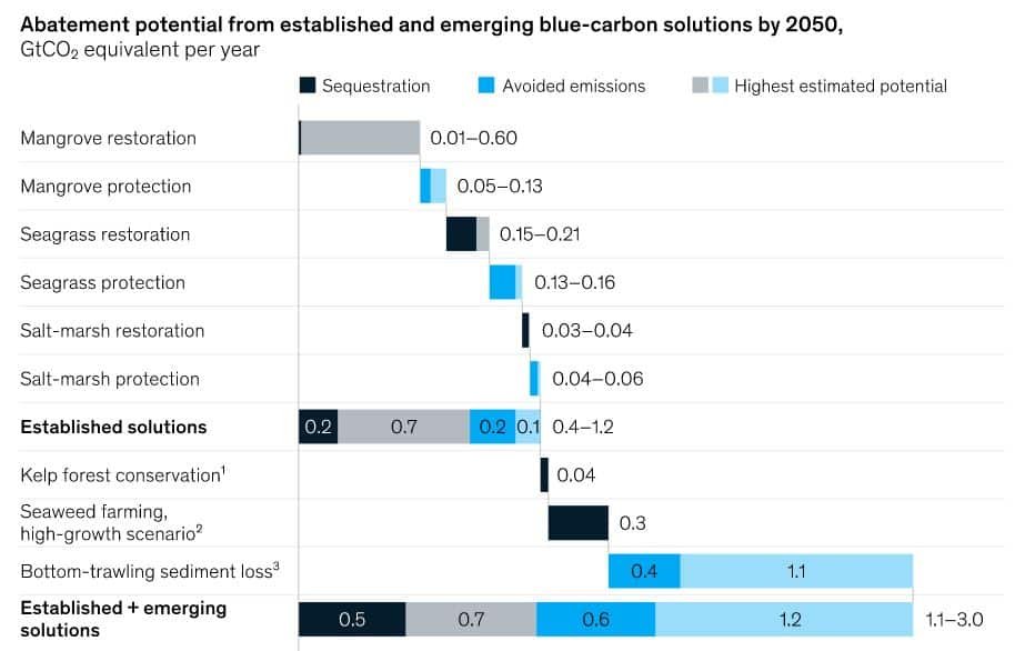 Blue carbon emissions reduction potential