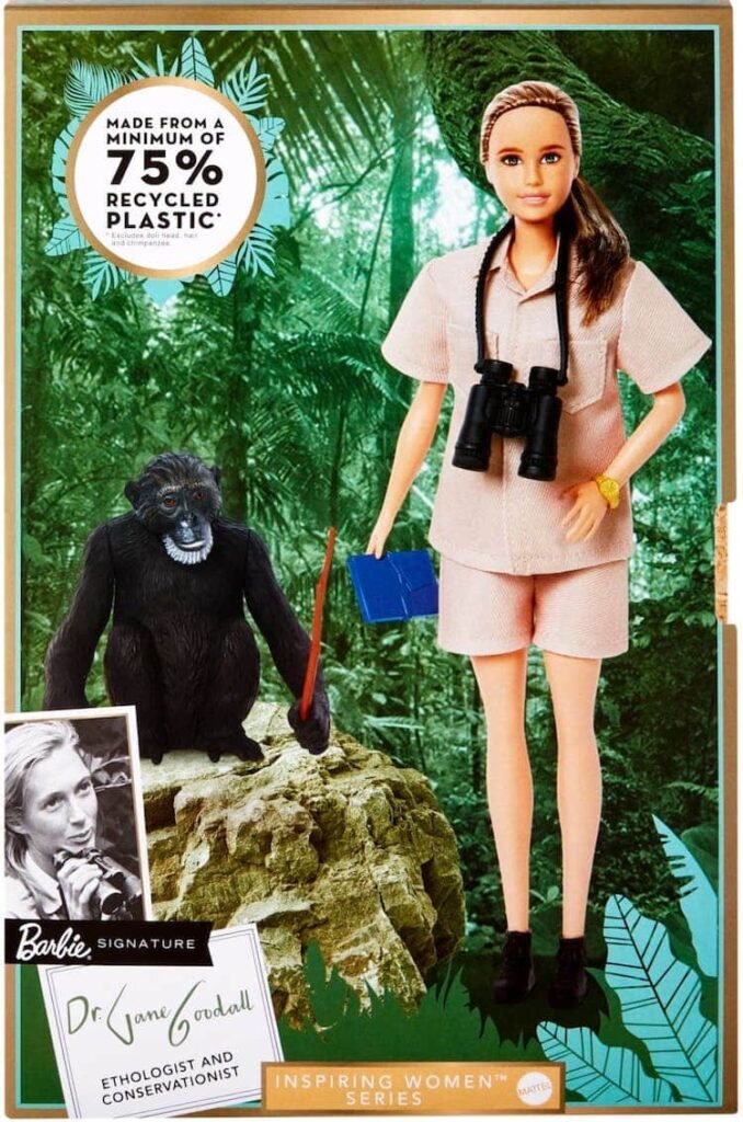 Barbie Jane Goodall made from recycled plastic