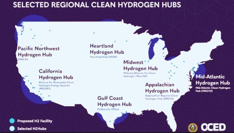 US DOE $7B regional clean hydrogen hubs